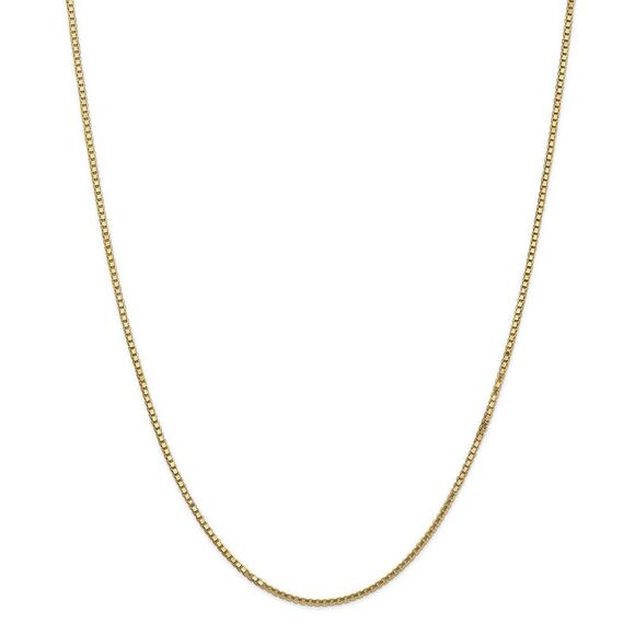1.5mm, 14k Yellow Gold, Solid Box Chain Necklace, 18 Inch